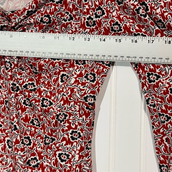 Boden Women’s Top 10 Red Floral Print Sweetheart Neck Long Sleeve Cotton Stretch - Picture 3 of 8